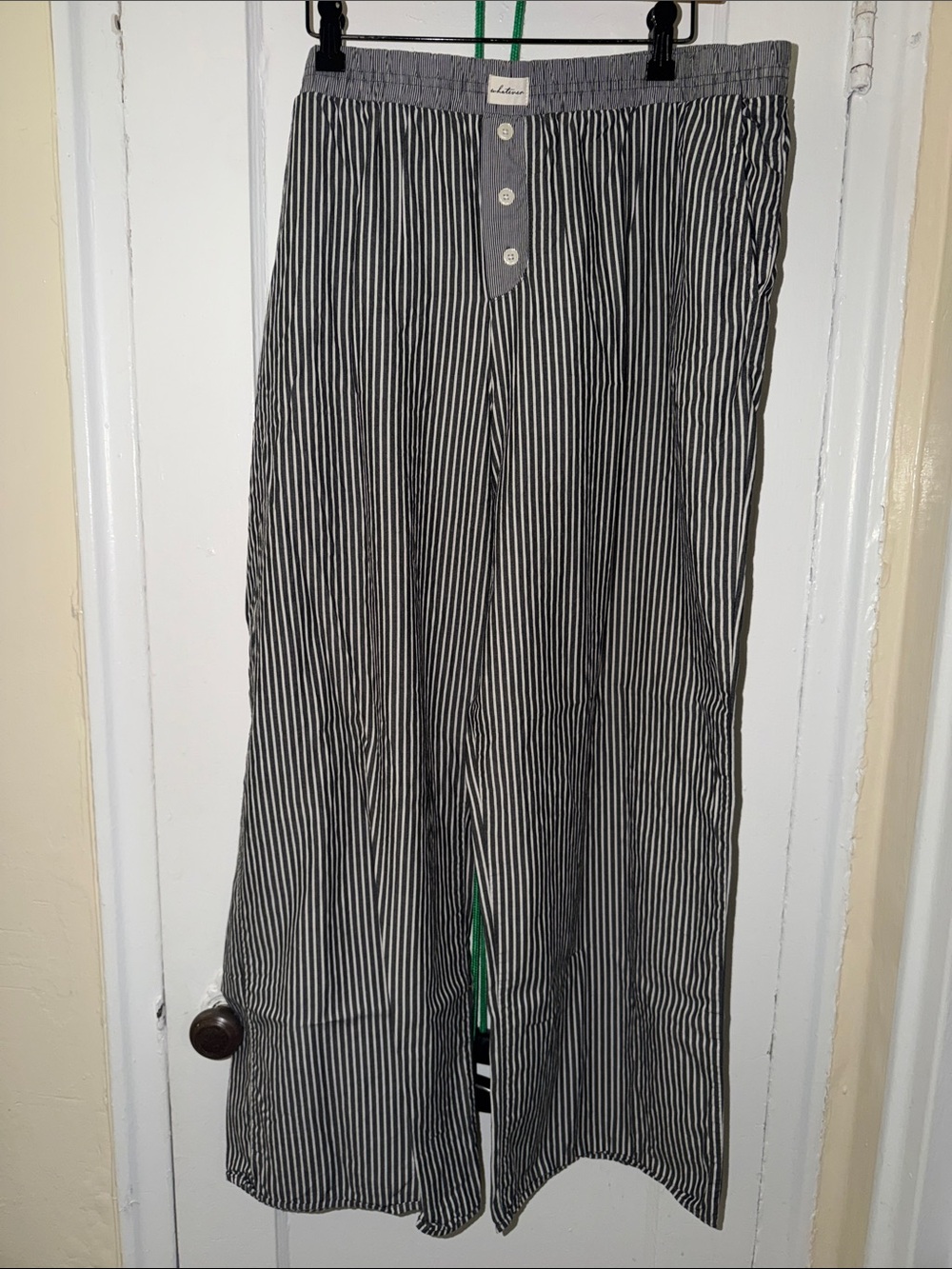 Striped Wide-Leg Maxi Skirt - Gray & White